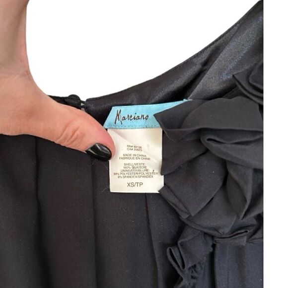 Marciano Black Ruffle Appliqué Sleeveless Bubble Mini Dress - Picture 6 of 7